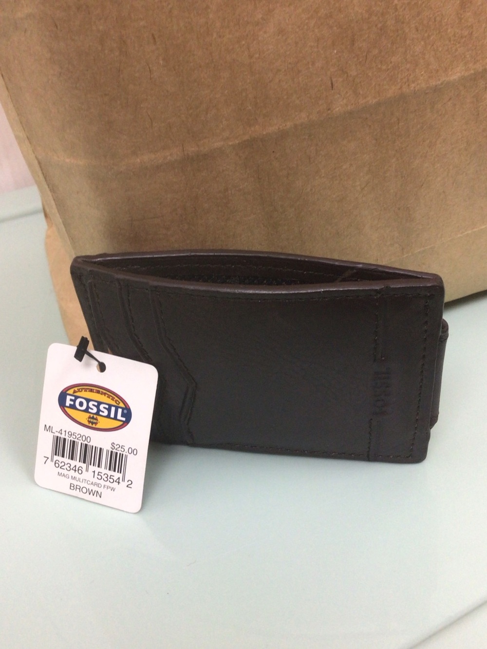 Fossil Brown Leather Slim Card Holder - Picture 3 of 3